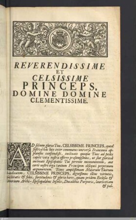 Reverendissime Et Celsissime Princeps, Domine Domine Clementissime.