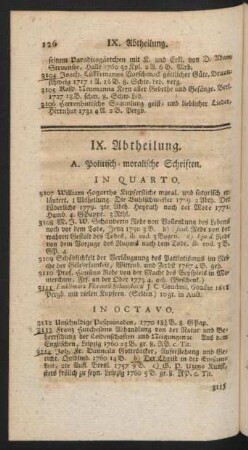 IX. Abtheilung. Politisch-moralische Schriften.