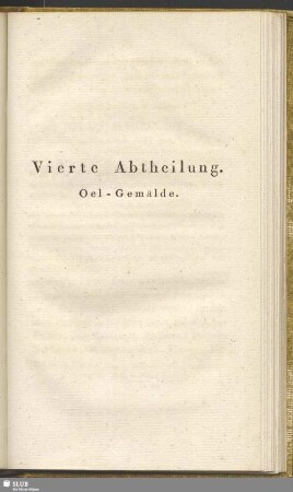 Vierte Abtheilung. Oel-Gemälde