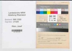 Entnazifizierung Josef Klein, geb. 30.07.1901 (Maschinist)