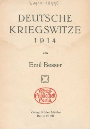 Deutsche Kriegswitze 1914