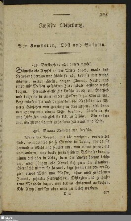 Zwölfte Abtheilung. Von Kompoten, Obst und Salaten