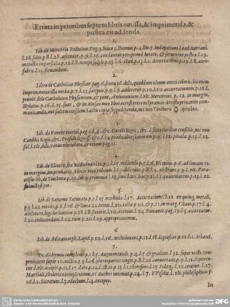 Errata in prioribus septem libris omissa, & imprimenda, & postea eis addenda.