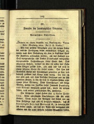 IX. Annalen der hamburgischen Litteratur.