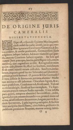 De Origine Iuris Cameralis Dissertatiuncula.