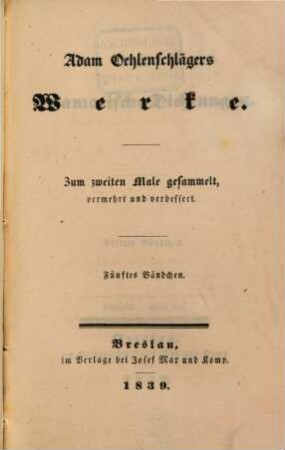 Adam Oehlenschlägers dramatische Dichtungen, 3. Palnatoke. Hakon Jarl