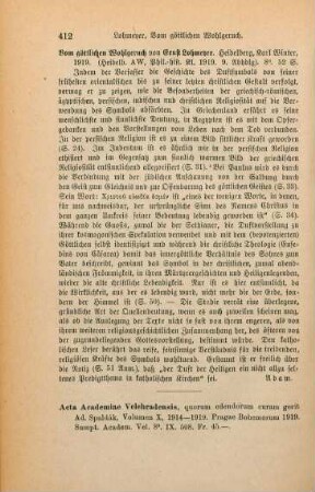 412-413 [Rezension] Acta Academiae Velehradensis; Vol. X