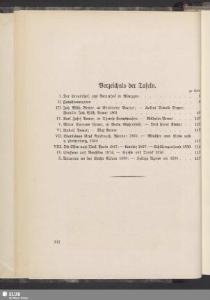 Verzeichnis der Tafeln