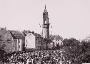 Übungseinsatz der Feuerwehr auf dem Kornmarkt in Bautzen