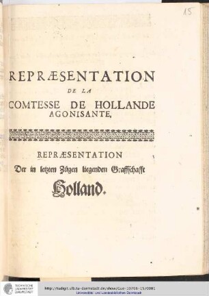 Repræsentation De La Comtesse De Hollande Agonisante