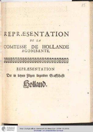 Repræsentation De La Comtesse De Hollande Agonisante