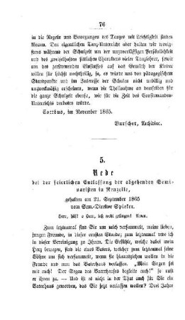 Rede : bei der Feierlichen Entlassung der abgehenden Seminaristen in Neuzelle, gehalten am 21. September 1865 vom Sem.-Direktor Spieker