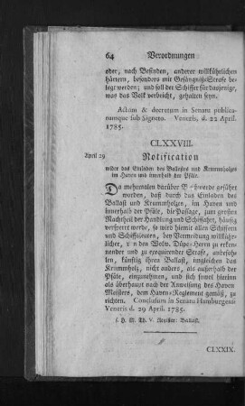 CLXXVIII. Notification