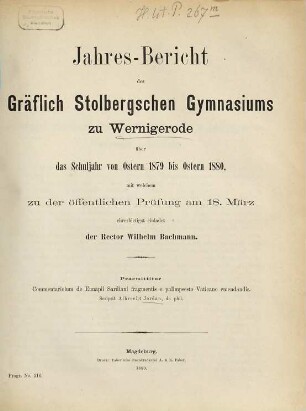 Jahresbericht. 1879/80