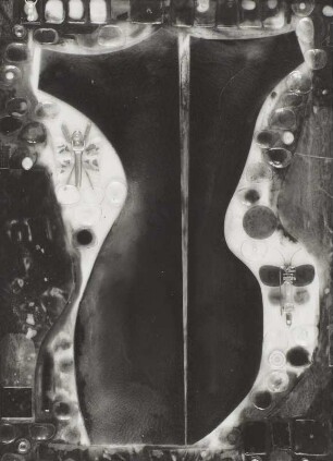 Abstrakte Komposition weiblicher Torso mit Brillengläsern und Schmetterlingen