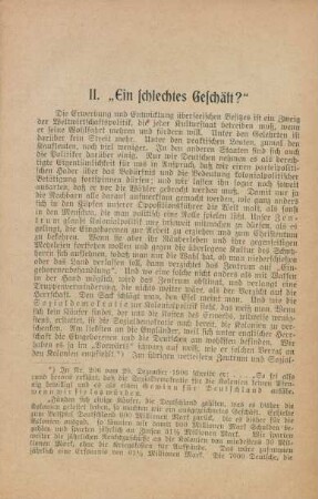 II. "Ein schlechtes Geschäft?"