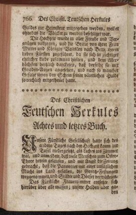 Des Christlichen Teutschen Herkules Achtes und letztes Buch.