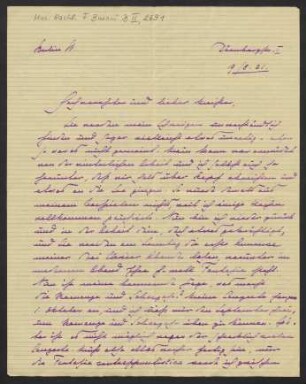 Brief an Ferruccio Busoni, 19.08.1921