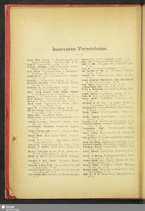 Inserenten-Verzeichniss