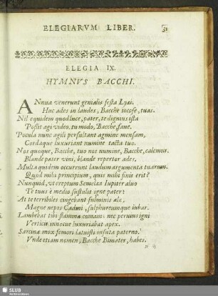 Elegia IX. Hymnus Bacchi