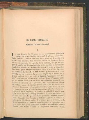 Un poeta uruguayo : Mario Castellanos