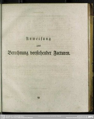 Anweisung zur Berechnung vorstehender Facturen