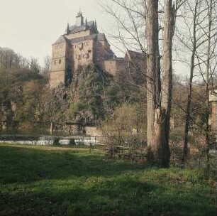 Höfchen-Kriebstein. Burg Kriebstein, Blick über dieZschopau