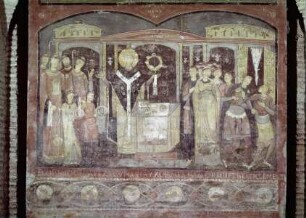Freskenzyklus zur Vita des Heiligen Clemens — Die Meßfeier des hl. Clemens im Beisein der Theodora, Ehefrau des Heiden Sisinnius