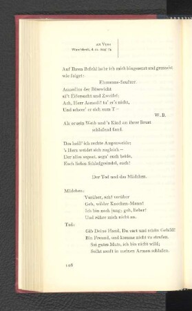 An Voss Wandsbeck, den 21. August 1774