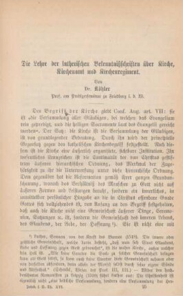 381-458 Die Lehre der lutherischen Bekenntnißschriften über Kirche, Kirchenamt und Kirchenregiment