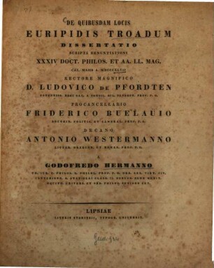De quibusdam locis Euripidis Troadum