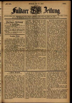 Ausgabe vom Mittwoch, den 17. Juni 1885.