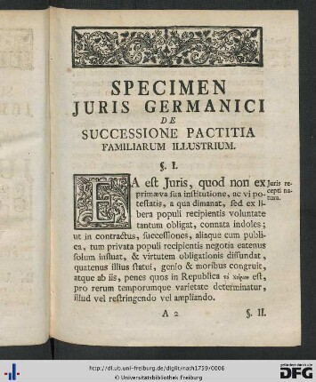 Specimen Juris Germanici De Successione Pactitia Familiarum Illustrium.