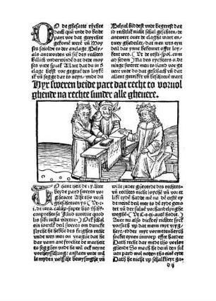Hyr sweren beide part dat recht to voruol ghende na rechte sunder alle gheuere.