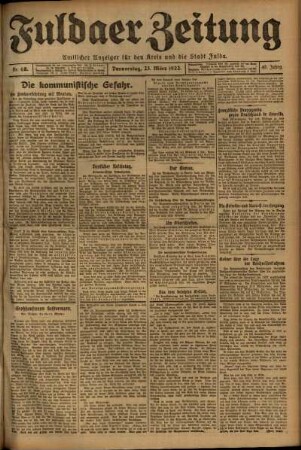 Erste Ausgabe vom Donnerstag, den 23. März 1922.
