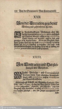 XXII. Von der Execution gegebener Weisung und gesprochenen Urthel.