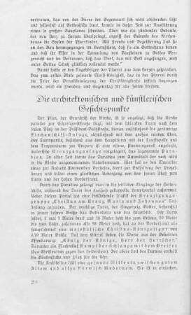Die architektonischen und künstlerischen Gesichtspunkte.