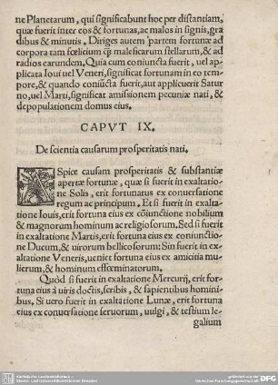 CAPUT IX. De scientia causarum prosperitatis nati.