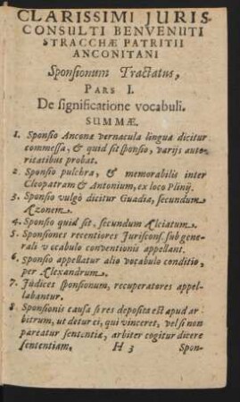 Sponsionum Tractatus, Pars I. De significatione vocabuli.