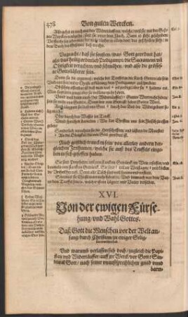 XVI. Von der ewigen Fürsehung/ und Wahl Gottes.