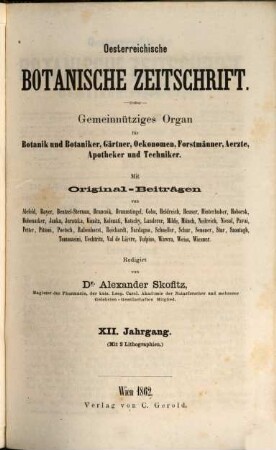 Österreichische botanische Zeitschrift. 12. 1862