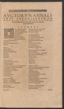 Auctorum Annalium Et Chronicorum Nomina ...