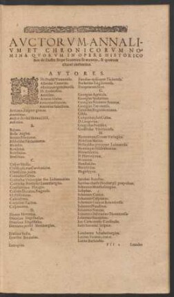 Auctorum Annalium Et Chronicorum Nomina ...