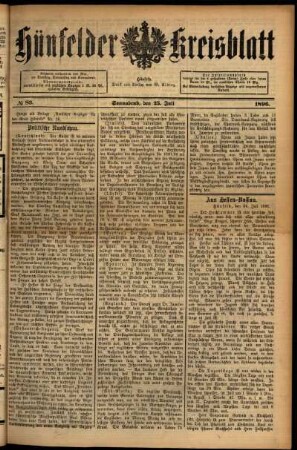 Ausgabe vom Samstag, den 25. Juli 1896.