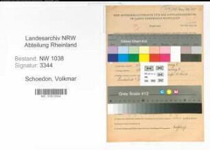 Entnazifizierung Volkmar Schoedon , geb. 30.09.1889 ()