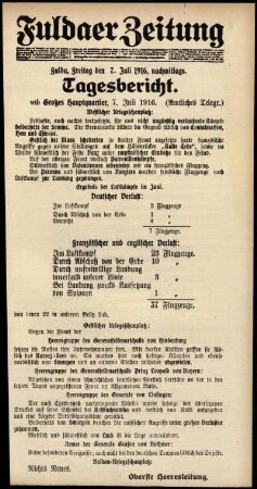 Ausgabe vom Freitag, den 07. Juli 1916.