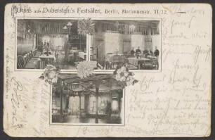 Ansichtskarte "Doberstein’s Festsäle", Mariannenstraße 31-32 [2/2]