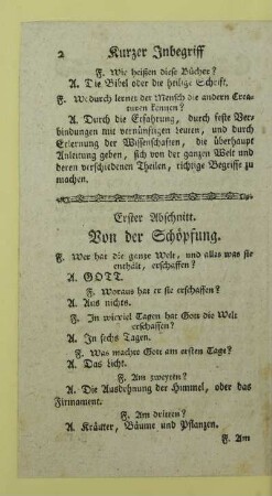 Erster Abschnitt. Von der Schöpfung