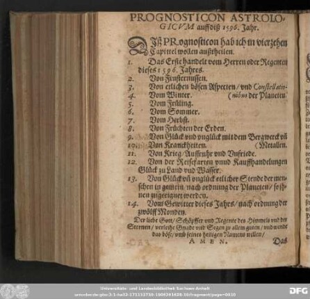 Prognosticon Astrologicum auff diß 1596. Jahr.
