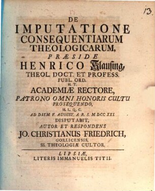 De Imputatione Consequentiarum Theologicarum